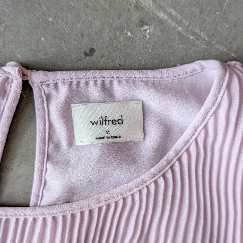 Aritzia Wilfred Daydreamer Mini Dress Long Sleeve Pleated Lavender Purple medium - Picture 6 of 9
